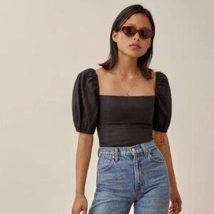 Reformation- Black Arancini Linen Top size 10